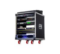 Pro Tour Grade 10U PA DJ Rack Case, 19.5" Depth Rolling Cabinet with Aerospace Aluminum & Locking Casters, Heavy-Duty Plywood Construction for Mixers & Business Events(A1)