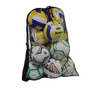 Pro-traveller Extra Large Sports Drawstring Mesh Ball Bag Football Training Equipment Storage Bag for Basketball, Volleyball, Soccer,Diving Goods Organizer with Shoulder Strap (Black-XL)