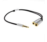 PRO TRRS 3.5mm 4 Pole Headphone Splitter Jack to 2 x Stereo Sockets Cable 15cm
