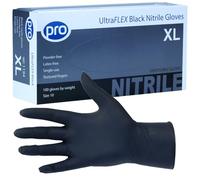 PRO UltraFLEX Black Disposable Gloves - Black Nitrile Gloves Disposable Extra Large - 100x Pack - Powder-Free - Latex Free - Ideal Nail Tech Supplies, Tattoo Supplies - Food Safe