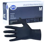 PRO UltraFLEX Black Disposable Gloves - Black Nitrile Gloves Disposable Medium - 100x Pack - Powder-Free - Latex Free - Ideal Nail Tech Supplies, Tattoo Supplies - Food Safe