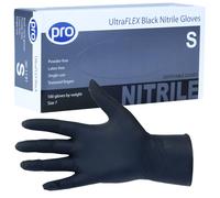 PRO UltraFLEX Black Disposable Gloves - Black Nitrile Gloves Disposable Small - 100x Pack - Powder-Free - Latex Free - Ideal Nail Tech Supplies, Tattoo Supplies - Food Safe