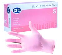 Pro UltraFLEX Pink Disposable Gloves - Pink Nitrile Gloves Small - 100x Pack - Powder-Free - Latex Free - Ideal Nail Tech Supplies, Tattoo Supplies - Food Safe