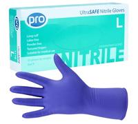 PRO UltraSAFE Violet Long Disposable Gloves - Nitrile Gloves Disposable Large - 50x Pack - Powder Free - Latex Free - Ideal for Food Prep or Salon Use - Medical Grade, Food Safe PPE