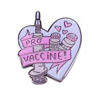 Pro Vaccine Needle Shot Injection Heart Love Medical Doctor Hospital Virus Health Pandemic Cure 1.1" Enamel Pin Badge