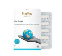 Pro-Ven Biotics for Travel | 12.5 Billion Live Bacteria with Ginger Glutamine and Calcium | Daily Digestive Support for Holidays and Overseas Trips Easy to Pack | 14 Capsules
