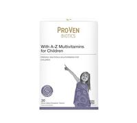 Pro-Ven Probiotics for Children (4-16) A-Z Multivitamins Supplement for Gut Health, Immunity & Energy 2.5 Billion CFU Friendly Bacteria 30 Blackcurrant Chewable Tablets