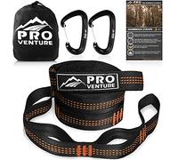 Pro Venture Hammock Straps and 2 Carabiners, 30+2 Loops, 1200lbs Breaking Strength (400lbs Rated) | 100% Non-Stretch, Lightweight, Portable Camping - Quick, Easy Setup | Heavy Duty + Tree Friendly