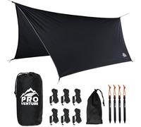 Pro Venture Waterproof Hammock Rain Fly [12ft x 9ft] - Portable Large Camping Tarp - Premium Lightweight Ripstop Nylon Cover - Fast Set Up + Accessories - A Camping Gear Essential! 12x9 ft HEX Shape