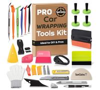 Pro Vinyl Wraps Applicator Tool Kit Window Tint Film Car Wrapping Tools Includes Felt Squeegees, Plastic Scraper, Wrap Knife and Blades, Magnetic Holders, Gloves