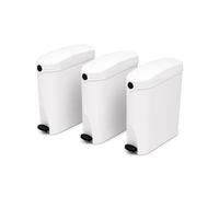 Pro Washroom Sanitary Bin 20L Slimline Washrooms Toilets Hygienic Disposal Pedal Container Bins for Female Ladies and Baby Hygiene Products - 20 litres White (3 pack)