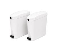 Pro Washroom Sanitary Bin 20L Slimline Washrooms Toilets Hygienic Disposal Pedal Container Bins for Female Ladies and Baby Hygiene Products - 20 litres White (2 pack)