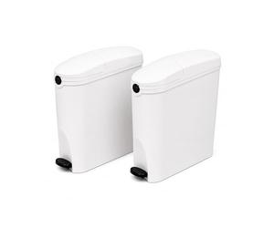 Pro Washroom Sanitary Bin 20L Slimline Washrooms Toilets Hygienic Disposal Pedal Container Bins for Female Ladies and Baby Hygiene Products - 20 litres White (2 pack)