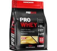 Pro Whey Protein Powder 1kg - Banana | 33 Servings, 22g Protein & 5.9g BCAAs per Serving | Muscle Support | No Added Sugar, Low Fat & Carbs | Vegetarian by PROELITE