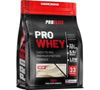 Pro Whey Protein Powder 1kg - Vanilla | 33 Servings, 22g Protein & 5.9g BCAAs per Serving | Muscle Support | No Added Sugar, Low Fat & Carbs | Vegetarian by PROELITE