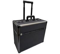 Pro XL Black / Gun Metal Aluminium Pilot Wheeled Trolley Case Hard Briefcase Flight Attache on Wheels