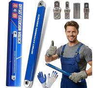 Pro Zero Offset Extension Wrench, 15-Inch Impact Ready 15mm Slim High Torque Wrench Extender, 1/4" 3/8" 1/2" Square Drive Adapters, Heavy Duty Steel for Automotive HVAC Hard-to-Reach Spaces