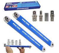 Pro Zero Offset Extension Wrench - Multifunctional Tight Reach Wrench Set with 1/2", 1/4" and 3/8" Square Drive Adapters (2pcs)