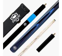 PRO147 Apollo 58 Inch ¾ Joint Hand Spliced Premium Snooker and Pool Cue and Case Set with 9.5mm Tip, Deluxe Black Hard Case, Long Telescopic Extension and Mini Butt (Blue)