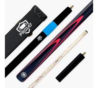 PRO147 Apollo 58 Inch ¾ Joint Hand Spliced Premium Snooker and Pool Cue and Case Set with 9.5mm Tip, Deluxe Black Hard Case, Long Telescopic Extension and Mini Butt (Red)