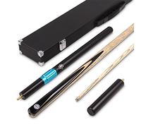PRO147 EBONY MAPLE P2/E 57 Inch Snooker Pool Cue Set 2pc Centre Joint Non-matching Ash Cue Long Telescopic Extension, Mini Butt and 3 Slot Case - 9.5mm Tip