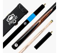 PRO147 Eclipse 57 Inch Joint Ash Snooker Pool Cue and Case Set with 9.5mm Professional Layered Tip Black Hard Case and Extensions (Hazel Deluxe Set)