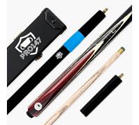 PRO147 Eclipse 57 Inch ¾ Joint Ash Snooker Pool Cue and Case Set with 9.5mm Professional Layered Tip - Black Hard Case and Extensions (Traditional Deluxe Set)