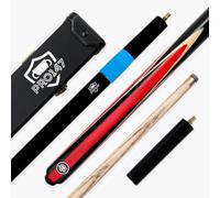 PRO147 Jester 3/4 Joint Snooker and Pool Cue and Case Set with 9.3mm Tip, Red