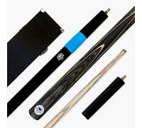 PRO147 Pearl Series 57 Inch Hand Spliced 2 Piece Centre Jointed Snooker Pool Cue and Case Set 9.5mm Pro Leather Tip with 3 Slot Black Hard Case, Long Telescopic Extension and Mini Butt (D)