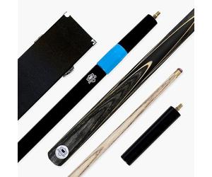 PRO147 Pearl Series 57 Inch Hand Spliced 2 Piece Centre Jointed Snooker Pool Cue and Case Set 9.5mm Pro Leather Tip with 3 Slot Black Hard Case, Long Telescopic Extension and Mini Butt (D)