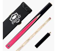 PRO147 Pearl Series 57 Inch Hand Spliced 3/4 Jointed Snooker and Pool Cue with 9.5mm Pro Layered Leather Tip (Pink Cue and Case Set)
