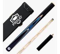 PRO147 Pearl Series 57 Inch Hand Spliced 3/4 Jointed Snooker and Pool Cue with 9.5mm Pro Layered Leather Tip (Azure Cue and Case Set)