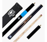 PRO147 Pearl Series 57 Inch Hand Spliced 3/4 Jointed Snooker Pool Cue with 9.5mm Pro Red Leather Tip (Zebra Cue + Case)