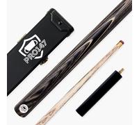 PRO147 Pearl Series 57 Inch Hand Spliced 3/4 Jointed Snooker Pool Cue with 9.5mm Pro Red Leather Tip (Grey Cue and Case Set)