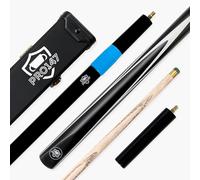 PRO147 Striker 57 Inch ¾ Joint Ash Snooker Pool Cue and Case Set with 9.5mm Professional Layered Tip - Black Hard Case, Extensions and Cue Towel (Striker Deluxe Set)