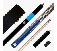 PRO147 TRIUMPH 57 Inch 2 Piece Centre Joint Premium Ash Snooker and Pool Cue and Case Set with 9.5mm Professional Layered Tip - Black Hard Case, Extensions and Microfibre Cue Towel (Blue)