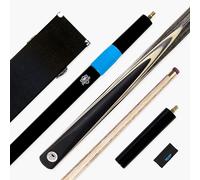 PRO147 TRIUMPH 57 Inch 2 Piece Centre Joint Premium Ash Snooker and Pool Cue and Case Set with 9.5mm Professional Layered Tip - Black Hard Case, Extensions and Microfibre Cue Towel (Black)