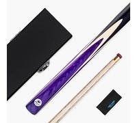 PRO147 Windser 57 Inch 2 Piece Centre Joint Ash Snooker and Pool Cue and Case Set with 9.5mm Professional Red Layered Tip - Black Hard Case and Microfibre Cue Towel (Purple)