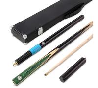 PRO147 WINDSER 57 Inch 2 Piece Centre Joint Ash Snooker Pool Cue with 9.5mm Tip (Green + Case + Extensions)