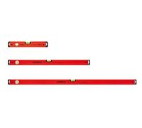 PRO600 3-Piece Spirit Level Set 16", 32",48" - Red Spirit Level Tools with ERS+ Easy Reading System - Precise Levelers with Ergonomic Profile and Anti Shock Absorber