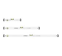 PRO600 3-Piece Spirit Level Set 16", 32",48" with 2% Slope - White Spirit Level Tools with ERS+ Easy Reading System, Ergonomic Profile and Anti Shock Absorber Caps