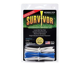 ProActive Sports Greenkeepers Survivor Golf Driver Tee, 3 1/4", Unisex, Short Sleeve, T Shirt, Golf Tee, White/Blue
