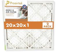 Proairtek AF20201M08SWH Model 20x20x1 Pack of 2 Air Filters, MERV 8; Ideal for Anyone Wanting Clean, Crisp Air in Their Home; It Captures Microscopic Airborne Particles Without Impacting Air Flow