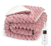 PROALLER Heated Blanket Electric Throw 160x130CM, 10 Levels &1-9H Timer Auto-Off, Machine Washable, Soft Flannel Sherpa Full Body Warming, Sofa Bed Office Use, Heating Blanket