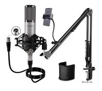 PROAR XLR Microphone Kit with Boom Arm, Professional Condenser Mic for Recording Streaming, 14mm Capsule, Cardioid Studio Bundle with Shock Mount, Pop Filter, for Voice Over, Podcast