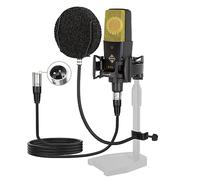 PROAR XLR Podcast Microphone, Professional Cardioid Condenser Mic 25mm Large Diaphragm for Vocal Recording, Streaming, YouTube with Pop Filter Upgrade