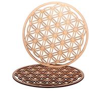 ProArts Flower of Life Coasters - Wooden Coasters 2 Pieces 10x10cm - Flower of Life for Purification and Meditation - Wooden Spiritual Symbols