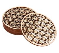 ProArts Flower of Life Coasters - Wooden Coasters 8 Pieces 10x10cm - Flower of Life for Purification and Meditation - Wooden Spiritual Symbols
