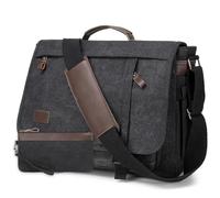 Proaustin 17.3 Inch Messenger Bag for Men: 2PCS Laptop Bag PU Leather Canvas Work Briefcase Large Office