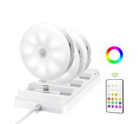 Proaustin 6-Pack Under Cabinet Lighting Rechargeable Motion Sensor Puck Lights with Remote